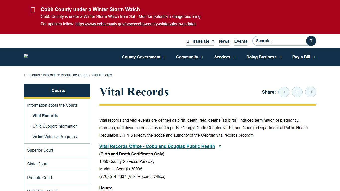 Vital Records Cobb County Georgia