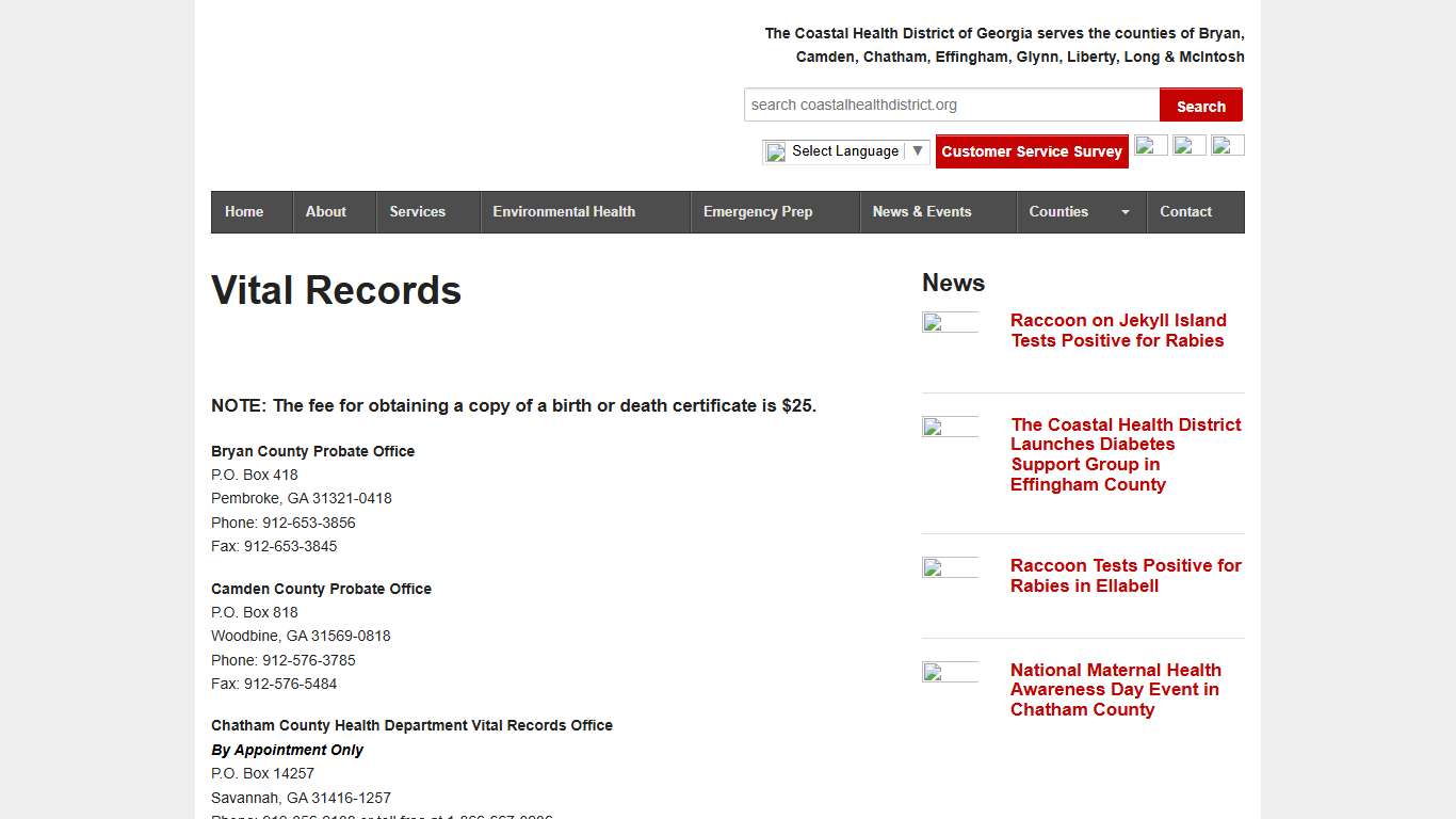 Vital Records - Georgia Coastal Health District Georgia Coastal Health District
